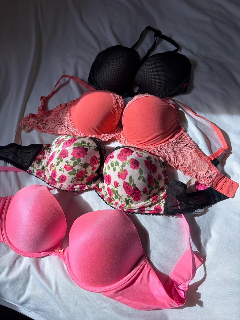 Bra Bundle Pink, Coral, Black & Floral Bra Pack